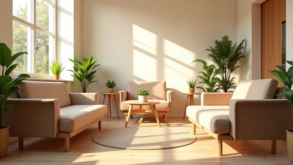 Espace de formation chaud et accueillant avec chaises confortables, lumière douce, ambiance collaborative et apaisante