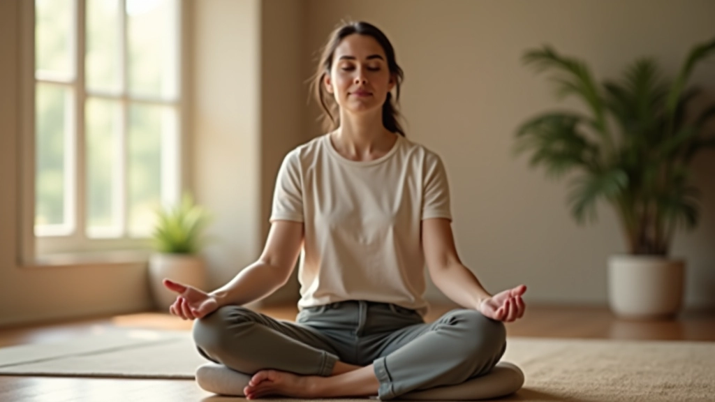 Personne pratiquant la respiration consciente en position assise confortable avec posture correcte