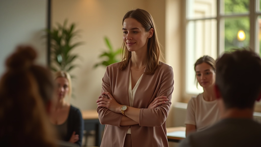 Formatrice animant une session de formation en gestion du stress